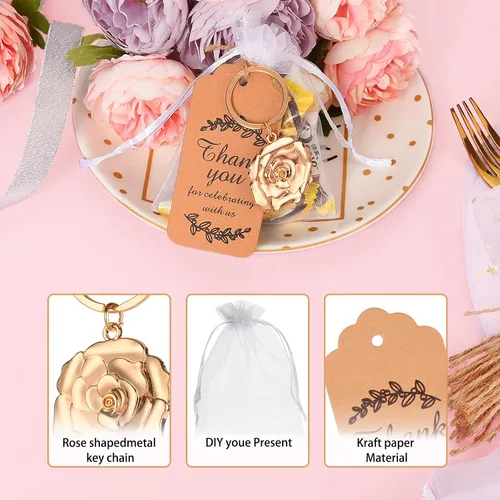 Miniatura 3 de 50 llaveros/llaveros para baby shower, boda o despedida de soltera, regalos, recuerdos para invitados a granel con etiquetas de regalo y bolsas