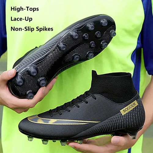 Miniatura 7 de Men's Soccer Shoes Football Cleats Outdoor High-Tops Lace-Up Non-Slip Spikes AGFG Boots