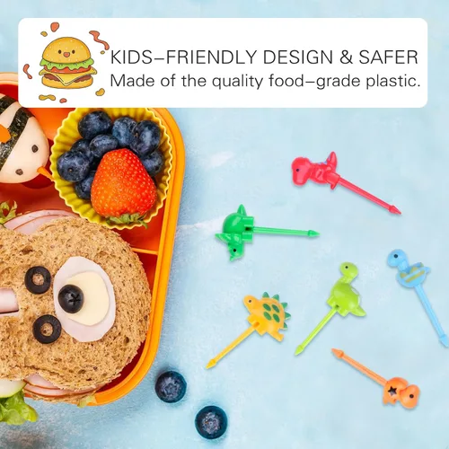 Miniatura 4 de 150 piezas de púas de comida animal para niños, Vicuna R divertidas púas de comida para niños para accesorios de caja bento, palillos de dientes