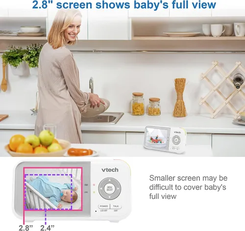 Miniatura 7 de VTech VM923-2 Monitor de bebé, pantalla de 2.8 pulgadas, rango de 1000 pies, panorámica-inclinación-zoom, visión nocturna, audio de 2 vías, sensor