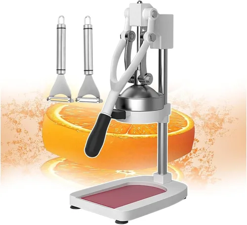Miniatura 9 de Exprimidor de cítricos de hierro fundido, máquina exprimidora de prensa manual, herramienta manual con base grande, pie de ventosa para uso Naranja