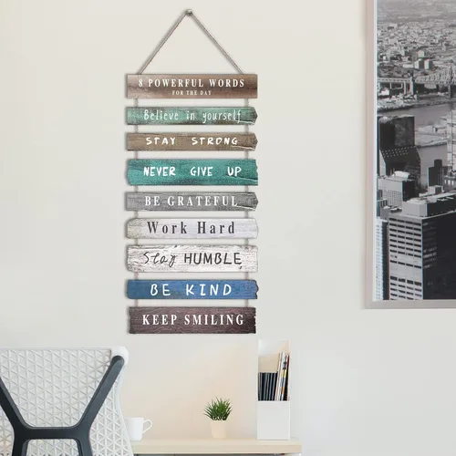 Miniatura 9 de Decoración de pared inspiradora para oficina, decoración rústica de madera para colgar, arte de pared motivacional, citas positivas inspiradoras, 8