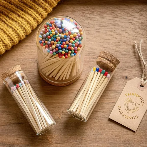 Miniatura 3 de Thankful Greetings Fósforos Arcoíris de 4 pulgadas en un Frasco + Calcomanías Encendedoras Incluidas 100 Fósforos de Seguridad Decorativos
