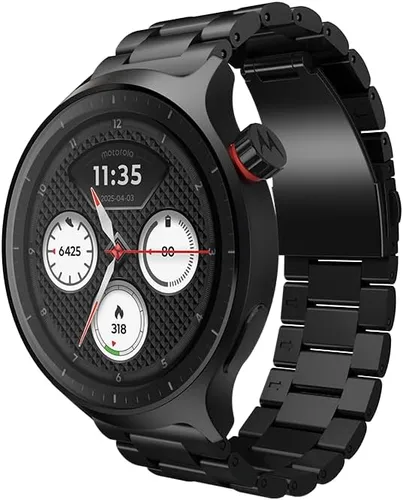 Miniatura 3 de Motorola Reloj para moto, pantalla OLED de 1.4 pulgadas, Bluetooth 5.3, Moto AI, redondo, correa de acero inoxidable negra, GPS integrado