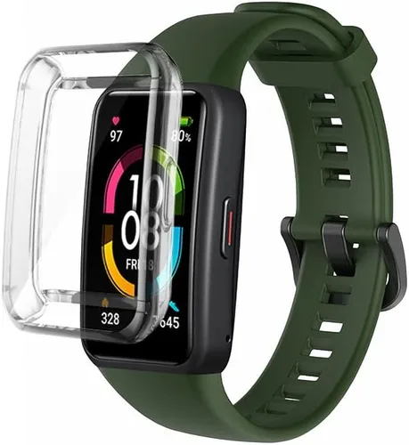 Miniatura 2 de Senter Funda de TPU suave premium Correas de repuesto de goma para Huawei Band 6/Honor Band 6 Smart Watch Verde ejército