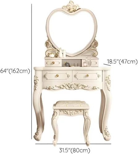 Miniatura 2 de Moderno juego de tocador de maquillaje, escritorio de maquillaje para dormitorio, tocador de madera para dormitorio, tocador de maquillaje, espejo