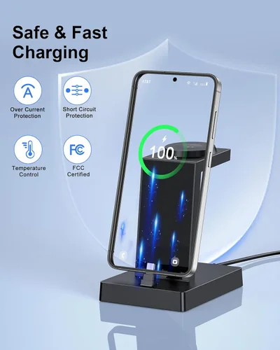 Miniatura 5 de NANAMI Cargador USB C de 30 W para dispositivos Samsung, estación de carga 3 en 1 para Samsung Galaxy Watch 8/7/6/5/4/3, soporte para Galaxy S26 S25