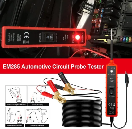 Miniatura 3 de Probador de circuito de potencia automotriz con cable de prueba de 16 pies, probador de luz LED de 6 a 24 V CC, probador de fusibles, bolígrafo