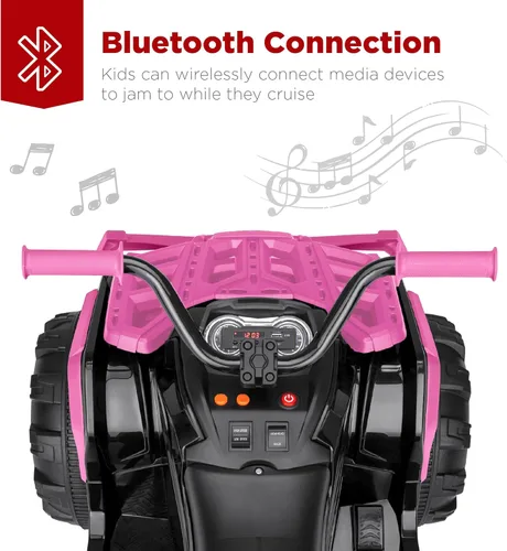 Miniatura 4 de Best Choice Products ATV eléctrico de 12 V para niños, juguete de 4 ruedas con audio Bluetooth, velocidad máxima de 3.7 mph, neumáticos con pisadas