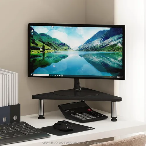 Miniatura 2 de Furinno Turn-N-Tube - Soporte elevador para monitor de esquina con tubos de acero inoxidable, Americano