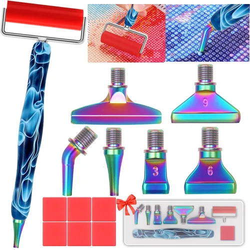 Heyseri Juego de 14 piezas de herramientas y accesorios para bolígrafo de pintura de diamantes, exquisitas puntas de bolígrafo de metal de acero