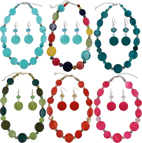 Miniatura 8 de Collar de cuentas gruesas, collar de concha colorida, juego de collar de moda para regalo de mujer