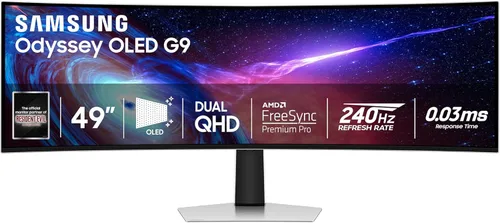 Samsung 49" Odyssey OLED (G93SC) Serie Monitor de juegos curvo con QD-OLED, 240Hz, 0.03ms, DQHD, compatible con G-Sync, AMD FreeSync Premium Pro,