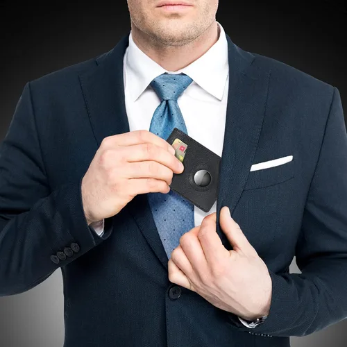 Miniatura 7 de Hawanik Billetera plegable delgada para hombre con soporte de estuche integrado para AirTag