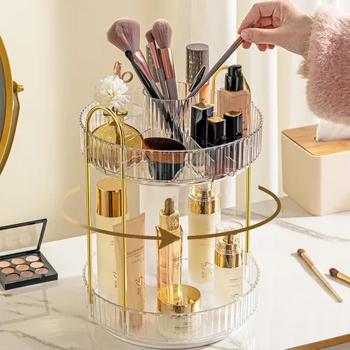 Miniatura 9 de Aveniee Organizador de maquillaje giratorio de 360 grados para tocador, organizadores de baño mejorados para perfume y cuidado de la piel