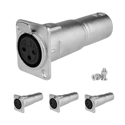 Miniatura 9 de Conector XLR hembra a macho de 3 pines para montaje en panel, acoplador adaptador de micrófono duradero con toma de montaje de alimentación, ideal