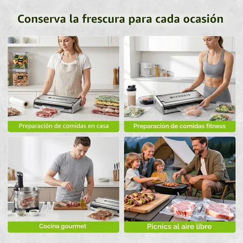 Miniatura 9 de Bonsenkitchen Sellador al vacío para alimentos, máquina selladora al vacío de alimentos con una sola mano con temporizador digital, sello más ancho