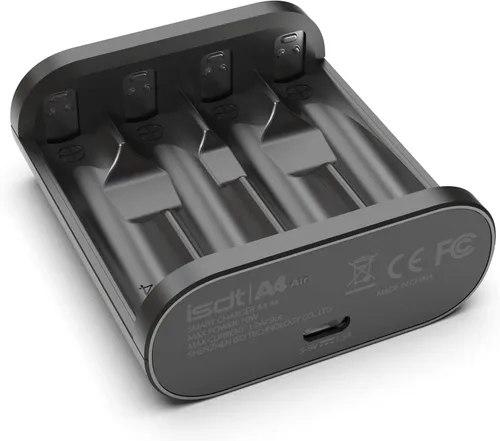 Miniatura 4 de ISDT Cargador de batería inteligente A4 Air AA AAA Cargador portátil de 4 bahías con puerto USB C Carga rápida para baterías recargables de litio