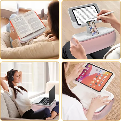 Miniatura 5 de Lap Beanbag - Soporte de almohada para Kindle con almohadilla de silicona, soporte de iPad ajustable en ángulo para cama, almohada de tableta
