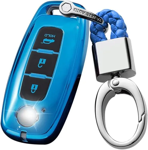 ontto Funda para llave de coche para Nissan Ariya Pathfinder Kicks X-Trail Rogue 2023 Smart Remote Key Fob Holder Soft TPU Key Bag Anti-arañazos Azul
