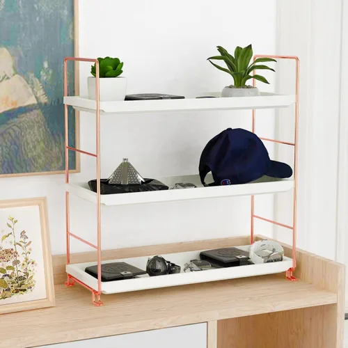 Miniatura 5 de FSyueyun Organizador de estante de maquillaje de 3 niveles, organizador de baño, encimera, organizador de perfume para cuidado de la piel de gran