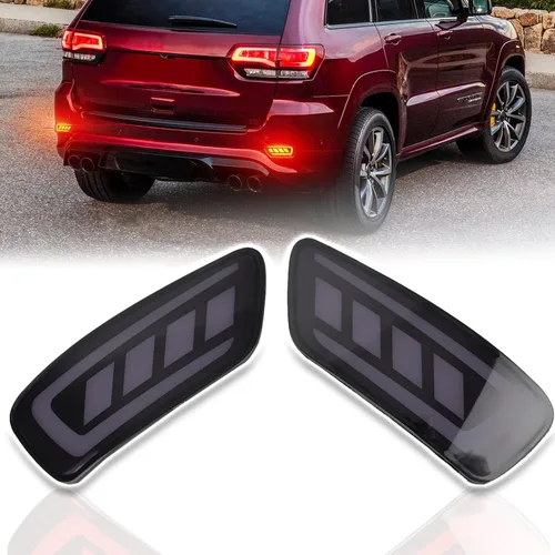 Reflectores LED ahumados para parachoques trasero, luz trasera de freno antiniebla, lámparas de señal de giro secuencial compatibles con Jeep Grand