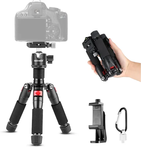 Miniatura 9 de NEEWER Mini trípode de escritorio de fibra de carbono para cámara, trípode de viaje portátil de mesa con cabezal de fluido de video, placa QR