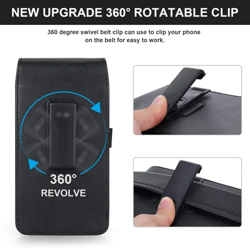 Miniatura 2 de BECPLT Funda para teléfono para Apple iPhone 17 Pro 16/15/14/13/12/11 Pro Funda de cinturón de cuero, Funda de bolsillo con clip giratorio