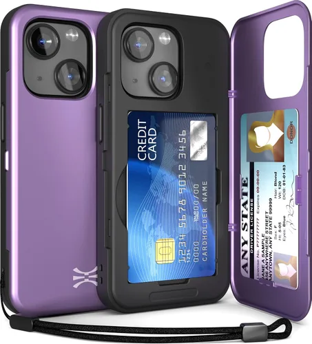 Miniatura 22 de TORU CX Slim - Funda tipo cartera para iPhone 15, funda protectora a prueba de golpes resistente con tarjetero oculto y ranura para tarjetas, espejo