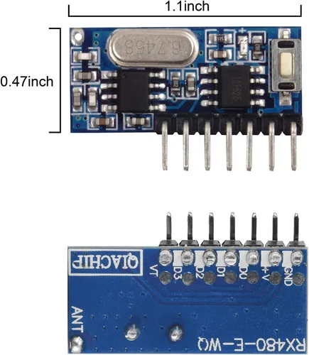 Miniatura 2 de QIACHIP Interruptor de control remoto inalámbrico de 433 MHz, mini receptor, código de aprendizaje integrado, decodificación 1527, salida de 4