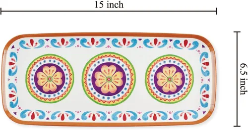 Miniatura 2 de UP ware Cinco de Mayo - Bandeja rectangular de melamina para servir, 15 x 6.5 pulgadas, bandeja de comida sin BPA para entretenimiento en fiestas