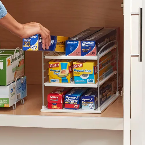 Miniatura 6 de YouCopia UpSpace - Organizador ajustable de cajas para envoltorios de papel de aluminio y almacenamiento de gabinetes de cocina, Original, Blanco