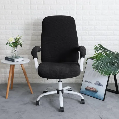 Miniatura 7 de FORCHEER Funda grande para silla de oficina con fundas para reposabrazos, color negro, repelente al agua, fundas para sillas de computadora