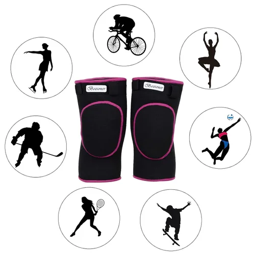 Miniatura 4 de Bezioner Rodilleras de voleibol, esponja gruesa antideslizante, rodilleras de baile para mujeres, yoga, baloncesto, fútbol, jóvenes, niñas, negro
