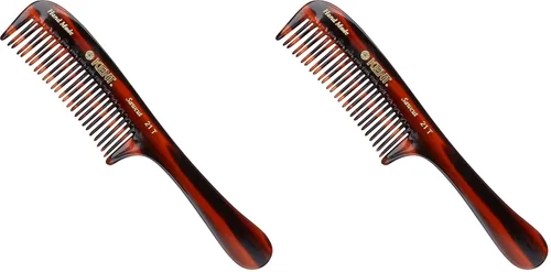 Miniatura 11 de Kent Peine desenredante grande de grafito negro 21T, dientes anchos para cabello grueso y rizado ondulado. Peine desenredante de cabello largo