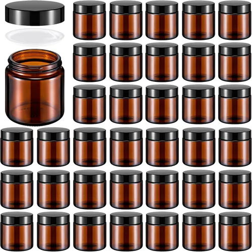 Miniatura 9 de Norme 48 frascos de vidrio de 4 onzas con tapas a prueba de fugas, redondos, herméticos, vacíos, frascos cosméticos con forros internos en la tapa