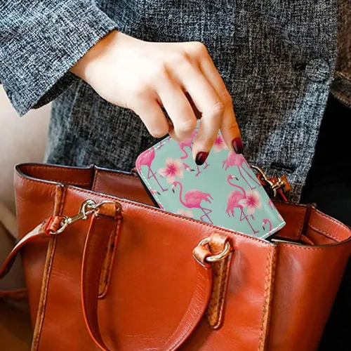 Miniatura 7 de Tarjetero de cuero para mujer, cartera pequeña de piel RFID con cremallera para tarjetas, Multicolor163, Compacto
