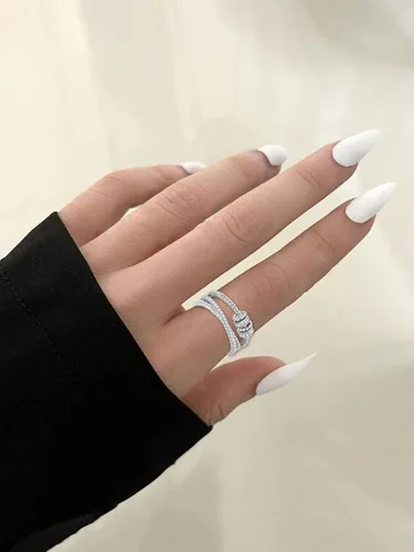 Miniatura 10 de LIU JUN Jansio Threanic Triple-Spin Ring, Magnetic Zircon Shaping Cross Full Moissanite Spinner Fidget Rings to My Daughter Open Anti Anxiety