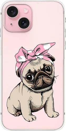 Miniatura 3 de Blingy's Funda compatible con iPhone 15, lindo patrón de pug divertido estilo perro, divertido diseño de animales de dibujos animados, funda