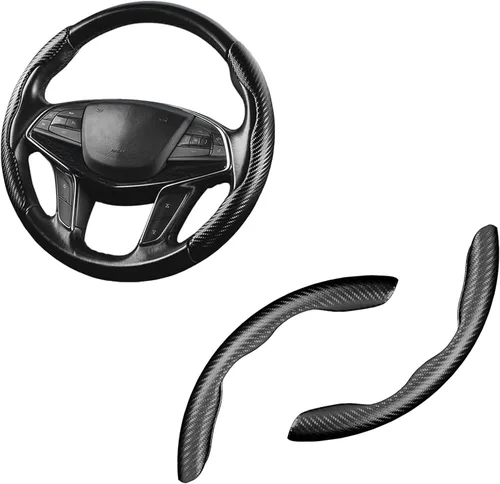 Funda protectora de fibra de carbono antideslizante para volante de automóvil, 2 piezas de 15 pulgadas, accesorios interiores universales para