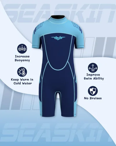 Miniatura 2 de Seaskin Traje de neopreno para niños y niñas de 0.118 pulgadas (0.118 in), con cremallera en la espalda, trajes térmicos para natación, buceo, surf