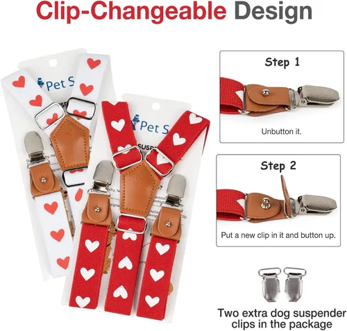 Miniatura 5 de Pet Soft Tirantes para perras, 2 piezas de tirantes para pañales para perros, falda de vestido, pañales (corazones lindos, M/L)