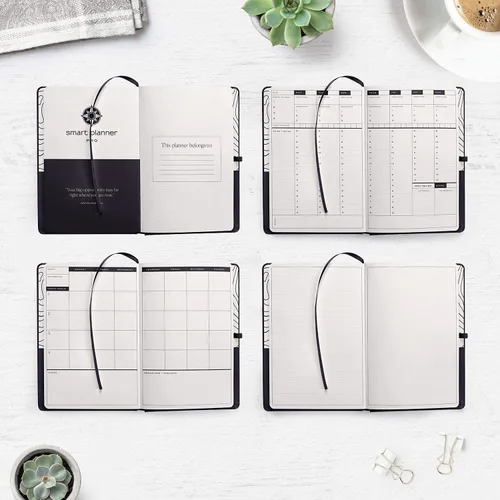 Miniatura 7 de Smart Planner Pro - Agenda diaria sin fecha - Pequeño A5 - Logra objetivos y aumenta la productividad - Semanal, mensual, secciones de trabajo, Rojo