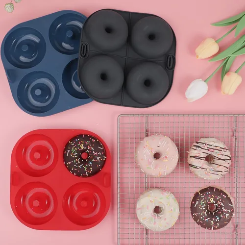 Miniatura 4 de Webake Molde de silicona para freidora de aire para hornear, moldes de donas antiadherentes de 4 cavidades, sin BPA, apto para lavavajillas, juego