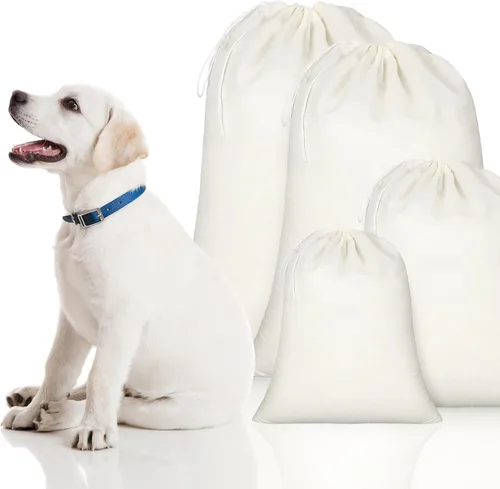 Miniatura 4 de Pangda 15 bolsas de muselina con cordón de 12 x 16 pulgadas, bolsa de algodón con cordón, bolsas de lona grandes de tela de almacenamiento, bolsas