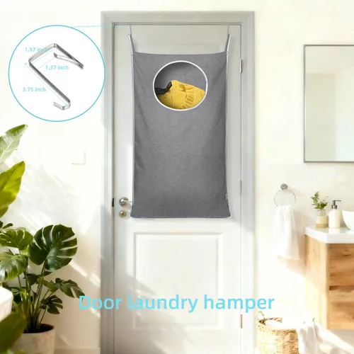 Miniatura 3 de KEEPJOY Bolsa colgante para cesta de lavandería con 2 tipos diferentes de ganchos, tamaño 20 x 30 pulgadas, bolsa de almacenamiento para ropa sucia