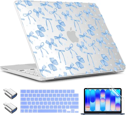 Miniatura 39 de TWOLSKOO Funda para MacBook Neo de 13 pulgadas 2026 A3404 A18 Pro Chip, carcasa rígida de plástico con adaptador tipo C, 2 fundas para cámara web