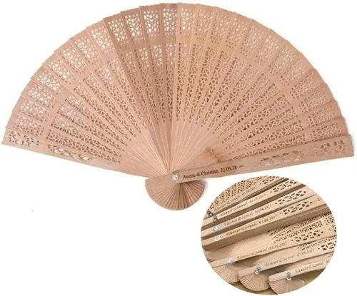 Abanicos plegables japoneses de madera personalizados, 10 unidades, regalos de fiesta de compromiso, abanicos grabados, abanicos de madera