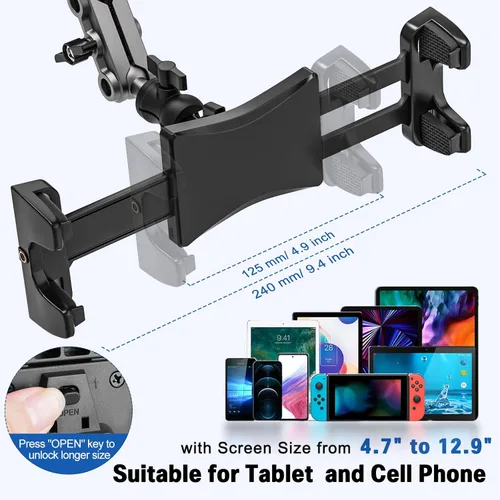 Miniatura 3 de Soporte para tableta para cinta de correr de bicicleta giratoria, soporte para iPad, soporte de manillar de bicicleta estática para bicicleta