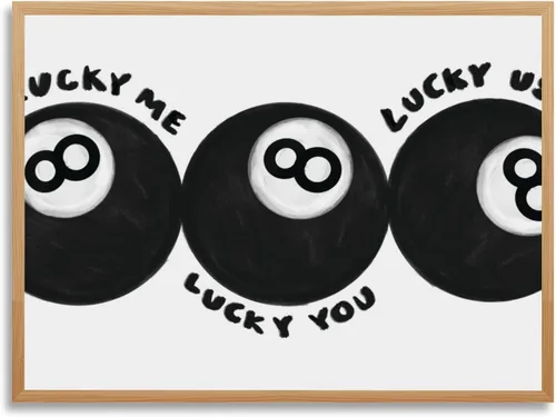 Miniatura 35 de Lucky Me Lucky You - Póster de 8 bolas en blanco y negro para decoración de habitación de niños, diseño retro inspirado en billar, decoración